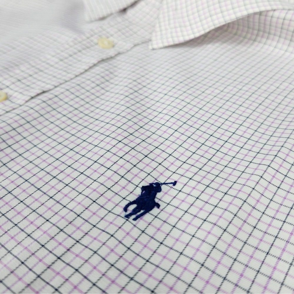 Ralph Lauren Mens 18 34-35 Classic Fit Tattersall Check Button Down Shirt Purple